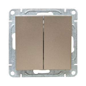 Механизм выключателя, двухклавишный, кнопочный, шампань Эпика EKF UP1-SWC-23