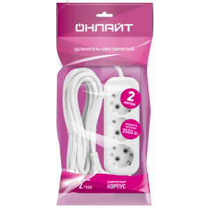 Удлинитель бытовой OPE-S-03-200-E-3x1 с заземлением 3 розетки 2м ПВС 3х1 3500Вт 33284