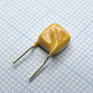 LB120F, Самовосстанавливающийся предохранитель PTC 0.12A(hold) 0.24A(trip) 250V 3A 1W 1s 4Ohm, радиальные выводы, 6.5 X 11 X 4.6mm, россыпью