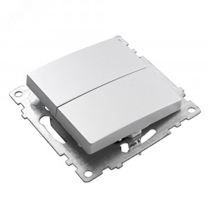 Выключатель 2-клавишный (механизм) 250В, 10А, серия Катрин, серебро 39578