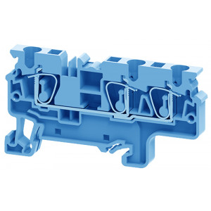 Проходная клемма CX4/3BU, Проходная клемма, 3 точки подключения, тип фиксации провода: пружинный, номинальное сечение: 4 мм кв., 32A, 1000V, ширина: 6 мм, цвет: синий, тип монтажа: DIN35