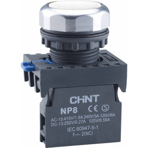 Кнопка управления NP8-10BND 1НО белая AC/DC24В(LED) IP65 (R) 667862
