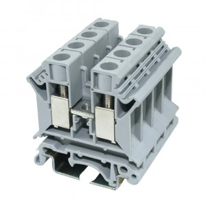 Проходная клемма JUK1-10-GY, Проходная клемма, тип фиксации провода: винтовой, номинальное сечение: 10 мм кв., 76A, 800V, ширина: 10,2 мм, цвет: серый, тип монтажа: DIN35