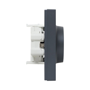 Механизм розетки двойной, 16А, с заземлением, без шторок, с рамкой, графит Эпика EKF UP1-SOG-210