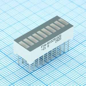 FYA-R102510ZG-21, 10 сегментный шкальный индикатор/зеленый/570нм/14-18мкд 25,4х10,1мм