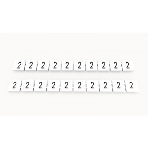 Маркировка (в кассетах) ZB10-10P-19-57Z(H), Кассета с маркировочными шильдиками, для клемм сечением 10 мм.кв., верхняя, 10 шильдиков, нанесенные символы: 2, с вертикальным расположением, размер шильдика: 9,3 x 10,7 мм, цвет: белый