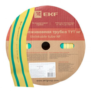 Термоусаживаемая трубка ТУТ нг 50/25 жел-зел рулон PROxima tut-50-yg