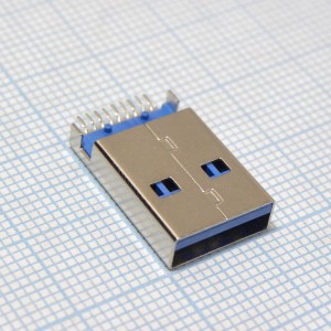 USB3.0 9AMR SMD, Разъем USB 3.0 угловая вилка на плату поверхностный монтаж