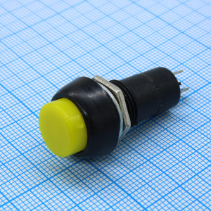 PBS-11B желтый, Кнопка без фиксации 1А 250В OFF-(ON) круглая М12