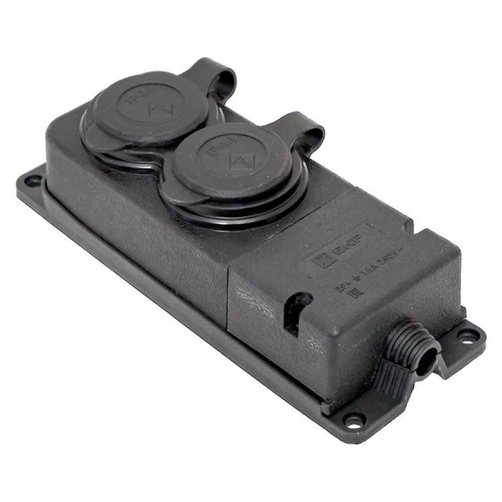 Изображение товара Колодка 2-м 16А IP44 230В с крышками каучук PROxima RPS-018-16-230-44-r
