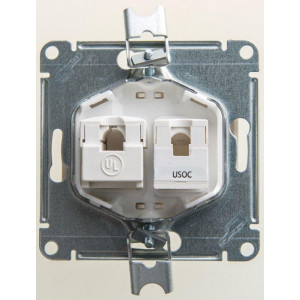 Розетка компьютерная + телефонная 2-м СП Glossa RJ45 + RJ11 кат.5E механизм перламутр SE GSL000685