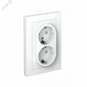 Розетка 2-м СП AtlasDesign 16А IP20 с заземл. защ. шторки в сборе бел. SE ATN000126