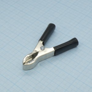 AG-B35-205/B, Зажим "Крокодил" с изолятором (черный), 35А, 75мм