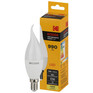 Лампочка светодиодная Kodak LED KODAK BXS-11W-830-E14 E14 / Е14 11Вт свеча на ветру теплый белый свет(кр.1шт) [Б0057635]