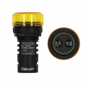 Лампа коммутационная ADDS ЛК-22 d22мм 220В желт. LED 25004DEK, Лампа сигнальная d22-230V желт
