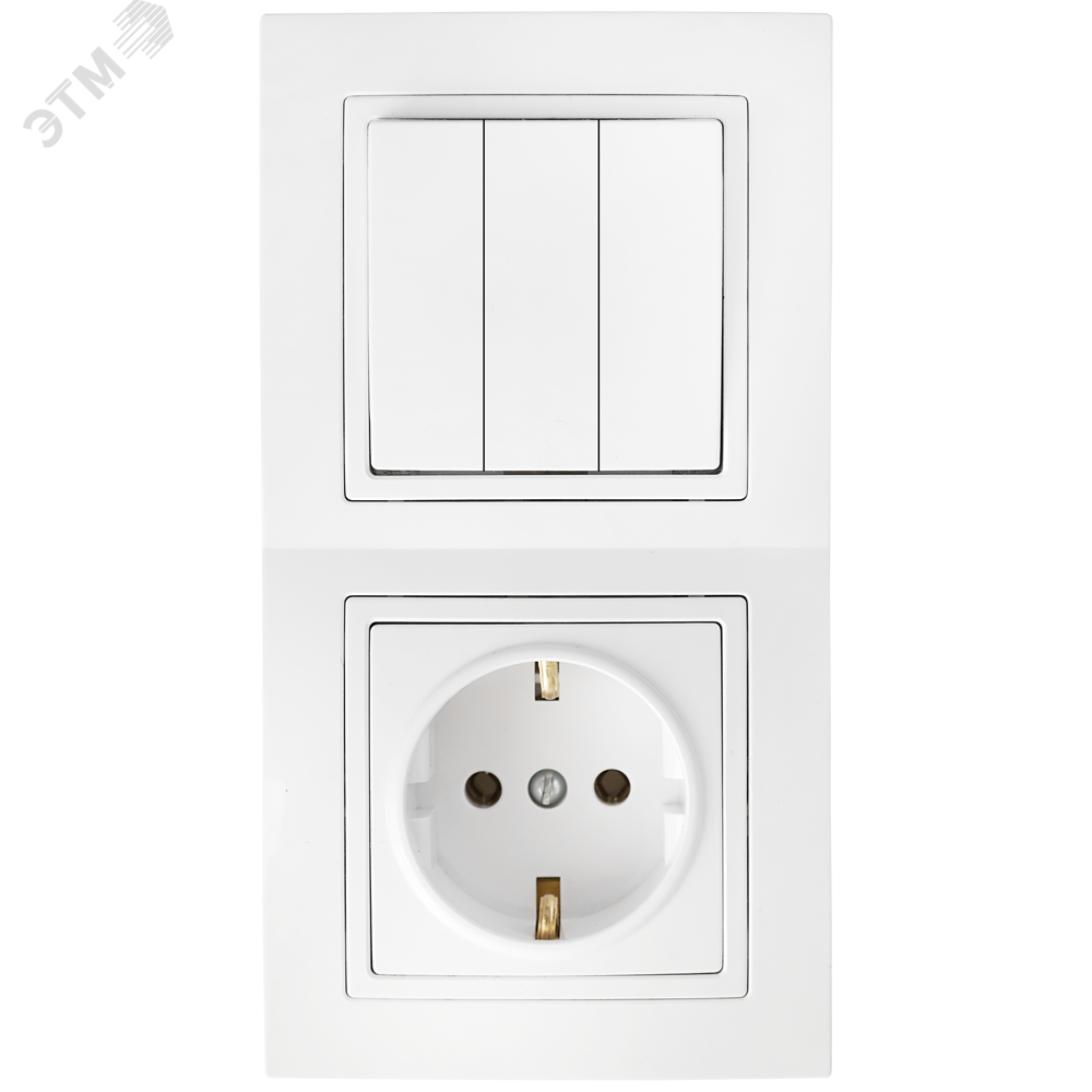 Изображение товара Беларусь Блок скрыт 3-х клавишный с 1 розеткой Зк Блок 3В-РЦ-731