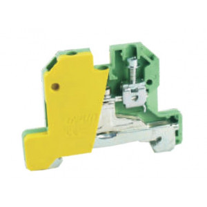 Заземляющая клемма USK-6JD, Заземляющая клемма, тип фиксации провода: винтовой, номинальное сечение: 6 мм кв., ширина: 8 мм, цвет: желто-зеленый, тип монтажа: DIN35