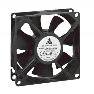 AFB0812HH-T500, Вентиляторы постоянного тока DC Tubeaxial Fan, 80x25mm, 12VDC, 37.43CFM, 2.4W, 34dBA, 3250RPM, Ball Bearing, Wire Leads, IP55 Rated