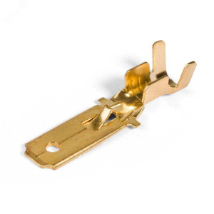 Разъем плоский неизолированный (папа) РП-П 2.5-(6.3), Разъем плоский под двойной обжим, неизолированный (папа) сечение 0.75-2.5 мм2