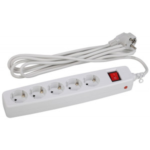 SF-5es-4m-W Сет.фильтр (белый) с заземл, 3x0.75мм2, со шт, с выкл, 5гн, 4м, кор (20/360) | C0039532