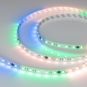 Лента DMX-B60-10mm 24V RGBW-PX6 (18 W/m, IP20, 5060, 5m) 033449, Светодиодная гибкая лента DMX-B60, открытая IP20, с интерфейсом DMX-512, микросхема SM16512PS. Светодиоды 5060, 60 шт/м (1 pixel = 6 LED), белая плата 10 мм, скотч 3М. Цвет RGB+4000K, цветопередача CRI>80, угол 120°. Питание 24 В, мощность 18 Вт/м (90 Вт