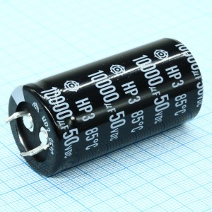 HP31H103MRYS7, Конденсатор алюминиевый  электролитический 10000мкФ 50В ±20% (25 X 50мм) защелкиваемые выводы 10мм 0.032Ом 2730мА 6000час 85°С россыпь