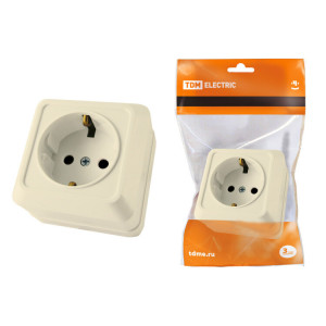 Розетка 2П+З открытой установки IP20 16А, сл. кость "Ладога" SQ1801-0016