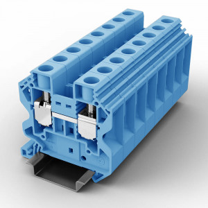 Проходная клемма UUT-16-BE, Проходная клемма, тип фиксации провода: винтовой, номинальное сечение: 16 мм кв., 76A, 1000V, ширина: 12,2 мм, цвет: синий, тип монтажа: DIN35