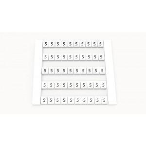 Маркировка (в кассетах) DEK5-50P-19-79Z(H), Кассета с маркировочными шильдиками, для клемм сечением 2,5 мм.кв., боковая, 50 шильдиков, нанесенные символы: 5, с вертикальным расположением, размер шильдика: 4,8 x 5,5 мм, цвет: белый