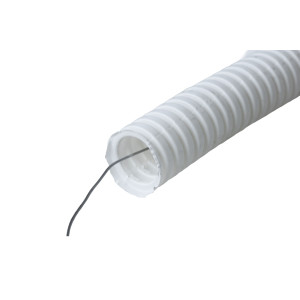Труба гофр. ПВХ с протяжкой d16 мм (100 м) белая Plast tg-z-16-100-white