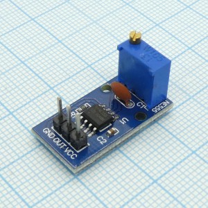 Регулируемый генератор на NE555 тип2, Напряжение питания DC 5-12V; Частота: 14Гц - 24КГц; Размер 29 х 12 мм