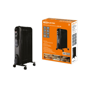 Масляный обогреватель МО-9К, чёрный, 2000 Вт, 9 сек, рег. мощ. (800/1200/2000 Вт), термостат, SQ2501-0905