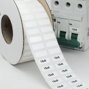 Маркировка прямоугольная NPP-15х06 W, Маркировочная наклейка, для позиционного обозначения электрооборудования в шкафу и маркировки провода, размер 15х6 мм, цвет белый, для принтера: RT200, RT230, в упаковке 6000 наклеек
