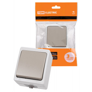 Переключатель на 2 направления 1-кл. открытой установки IP54 10А серый "Вуокса" SQ1803-0003