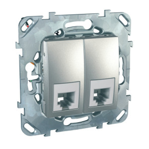 UNICA TOP РОЗЕТКА телефонная, RJ11, двойная, 4 контакта, АЛЮМИНИЙ C3(7) MGU5.9090.30ZD