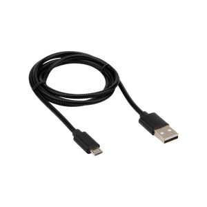 Шнур USB-micro USB, металл,1метр, черный