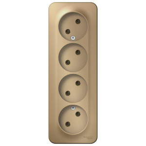 Розетка 4-м ОП Blanca 16А IP20 250В без заземл. без защ. шторок с изолир. пластиной титан SE BLNRA000414