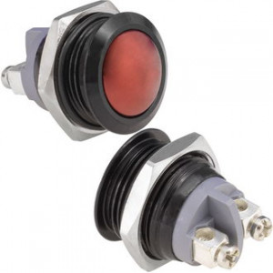 GQ16B-10/B/R/N OFF-(ON), Антивандальная кнопка без фиксации, посадочная резьба М16, контакты под винт