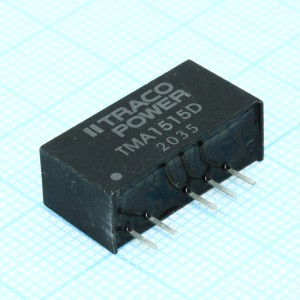 TMA 1515D, Преобразователь DC-DC на печатную плату вход 15В двуполярный выход 15В/-15В 0.35A/-0.35A 1Вт 5-Pin SIP