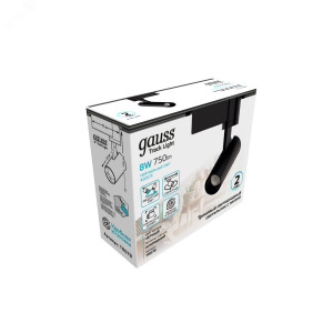 Светильник светодиодный трековый Track 8Вт 4000К IP20 750лм 180-240В ДПО угол 36град. цилиндр 1ф черн. TR078