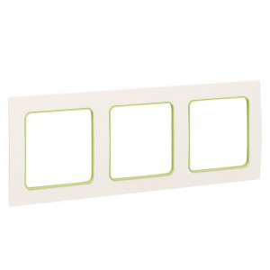 Стокгольм Рамка 3-местная белая с линией цвета зеленый PROxima EAM-G-302-10