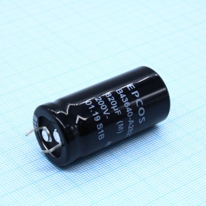 B43640A2827M000, Конденсатор алюминиевый электролитический 820мкФ 200В ±20% (22 X 45мм) защелкиваемые выводы 10мм 0.11Ом 2040мА 2000час 105°С россыпь