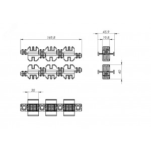 Комплект изоляторов главной шинной системы 1-2 шины на полюс, толщиной 5мм, 3Р R5BBMS12053P