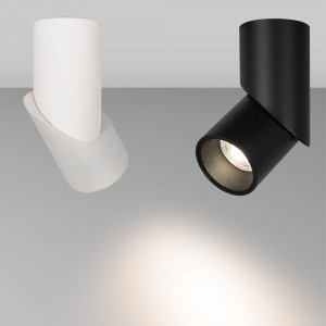 Светильник SP-TWIST-SURFACE-R70-12W Day4000 (WH-BK, 30 deg) 025453(1), Накладной поворотный светильник 12 Вт. Цвет ДНЕВНОЙ 4000K, св.поток 850 лм, CRI(Ra)>90, угол свечения 30°, угол регулировки наклона 90°, угол поворота 355°. Корпус круглый, белый алюминий, IP40. Размер DxH 71x177 мм. Питание AC 220-240 В, 12 Вт, драйвер в