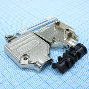 L-KLS1-DBA-09P-L, Кожух для разъема D-Sub 9pin с удлиненными винтами, металлический