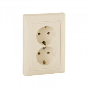 Розетка двойная Valena, 2К+З, немецкий стандарт, слоновая кость 695616