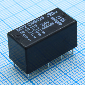 5-1462000-3, Реле сигнальное 2А две группы на переключение катушка 24В (20.2х10х11)мм монтаж в отверстие