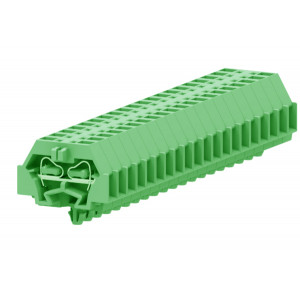 Проходная клемма (MINI) 242316, Проходная клемма, MINI, боковой подвод кабеля, 2 точки подключения, тип фиксации провода: пружинный, номинальное сечение: 4 мм кв., 24A, 630V, ширина: 7 мм, цвет: зеленый, тип монтажа: защелки в панель