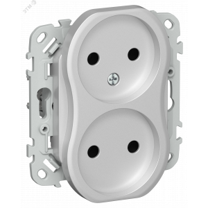 FLITE Розетка 2-местная без заземления без защитных шторок безвинтовое крепление 10А РС02-1-ФлА алюминий IEK FI-R20-10-1-K47