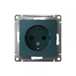 Розетка 1-м СП AtlasDesign 16А IP20 с заземл. механизм изумруд SE ATN000843